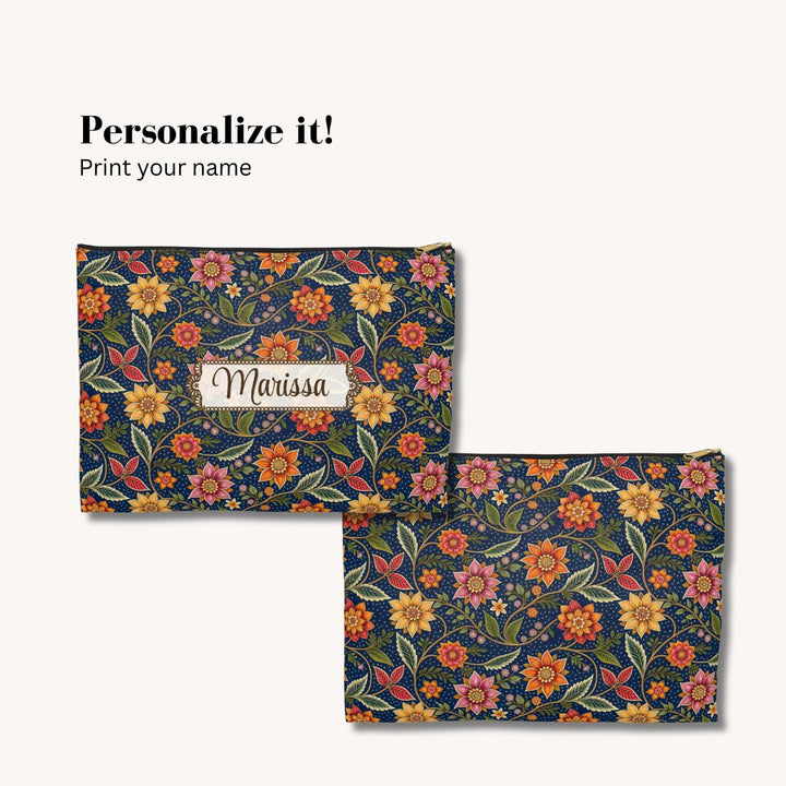 Batik Print Makeup And Accessory Pouch - Batik Flower 7