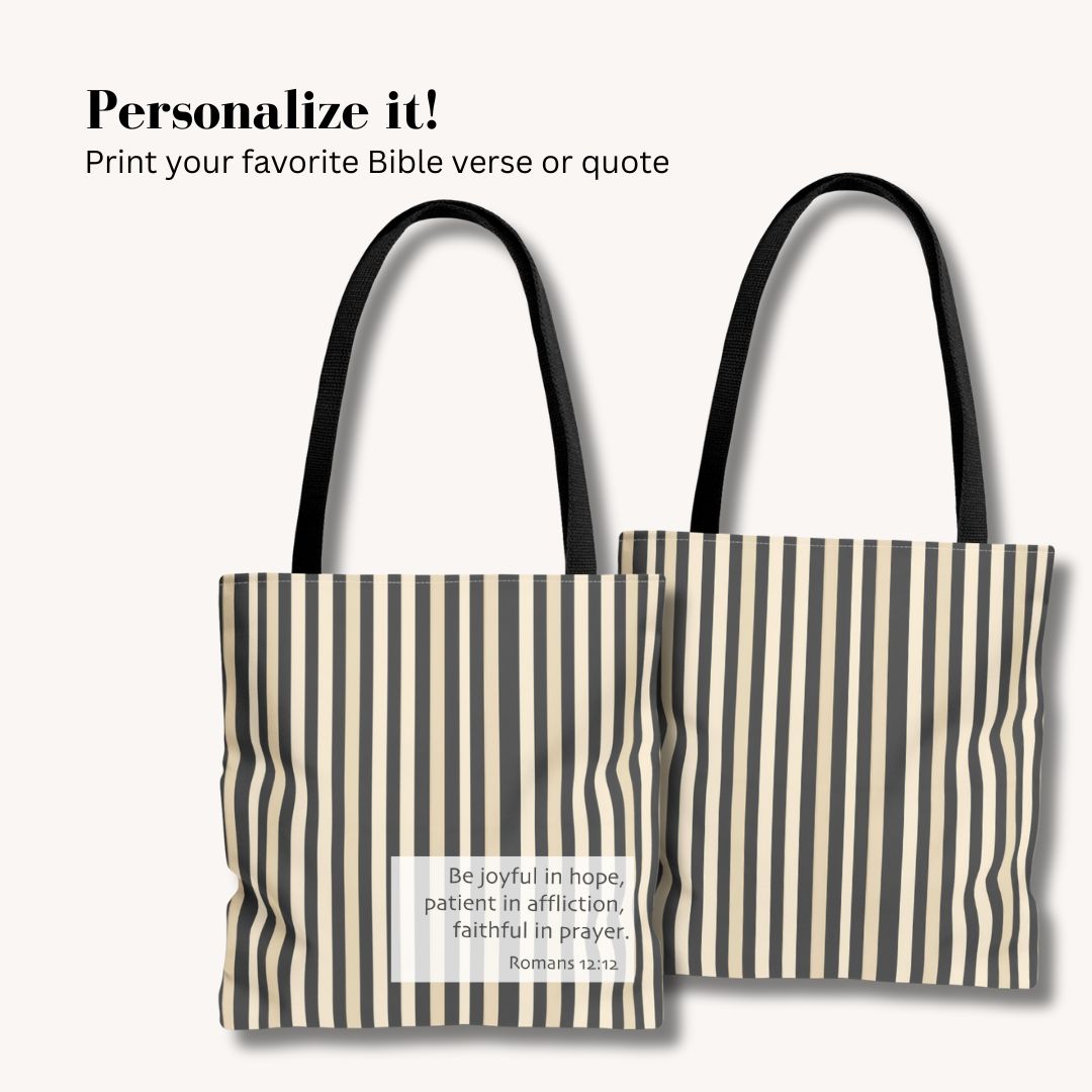Brown Stripe Print Tote Bag