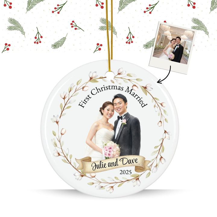 Personalized Photo Christmas Ornament: Wedding Picure Ornament 2