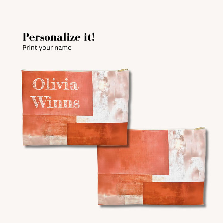 Abstract Print Makeup And Accessory Pouch -  Abstract Orange