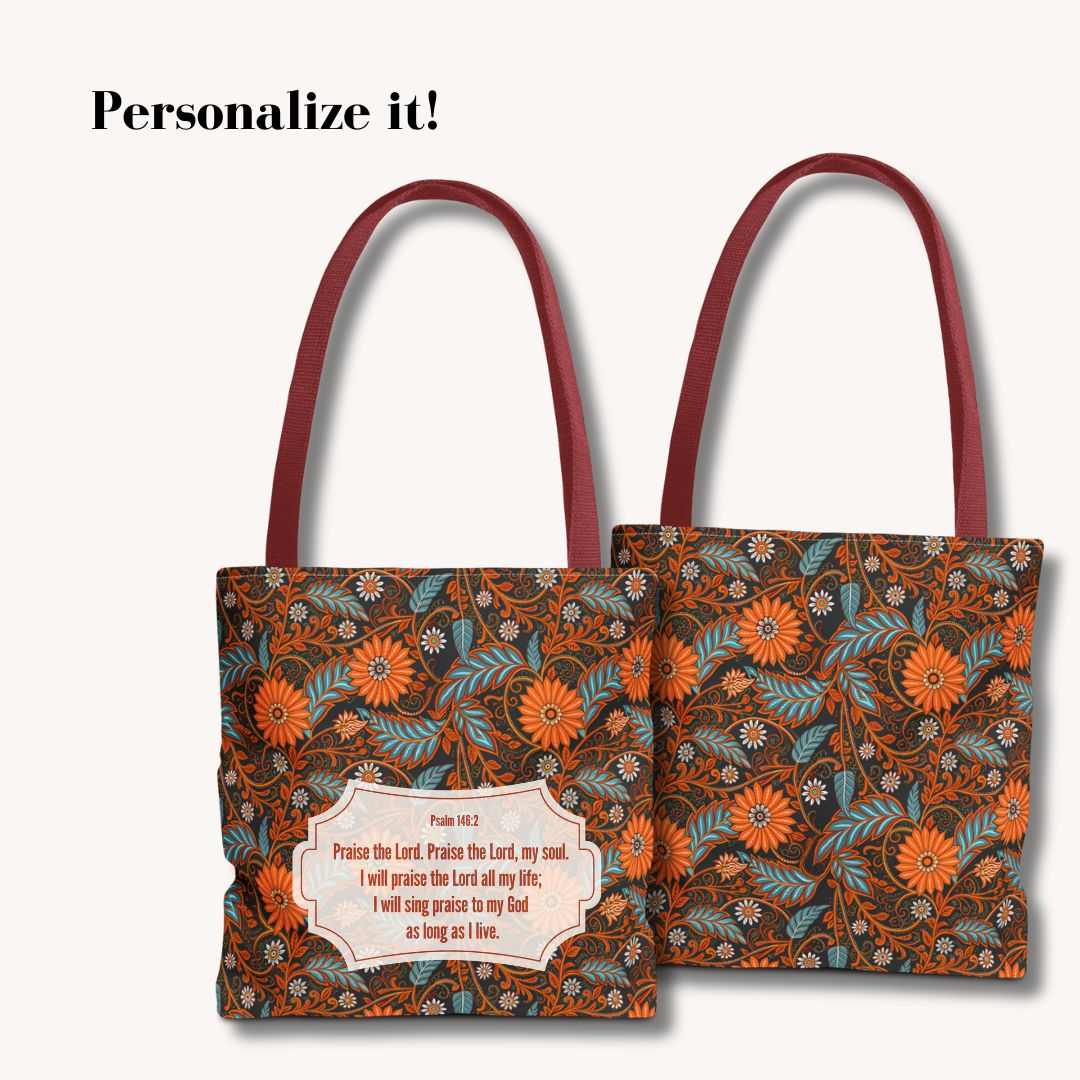 Modern Batik Print Tote Bag -  Orange Teal 1