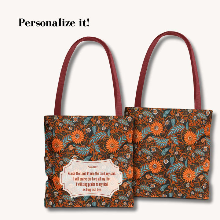 Modern Batik Print Tote Bag -  Orange Teal 1