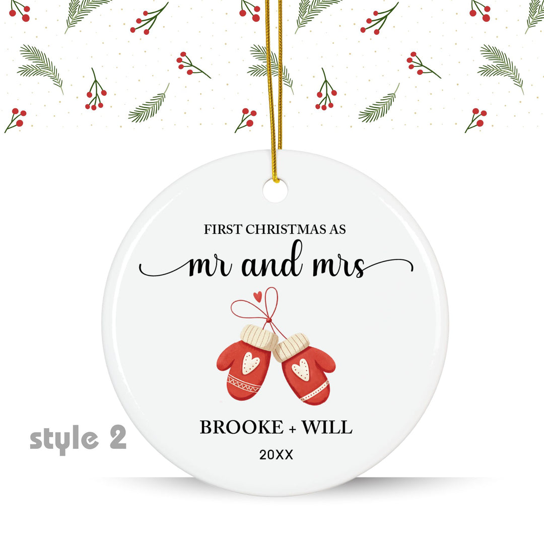 Personalized Christmas Ornament: Red Mittens