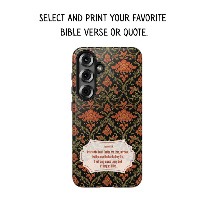 Traditional Batik Pattern Tough Phone Cases Personalizable - Orange Floral