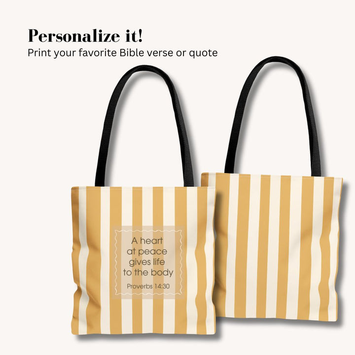 Yellow Stripes Print Tote Bag