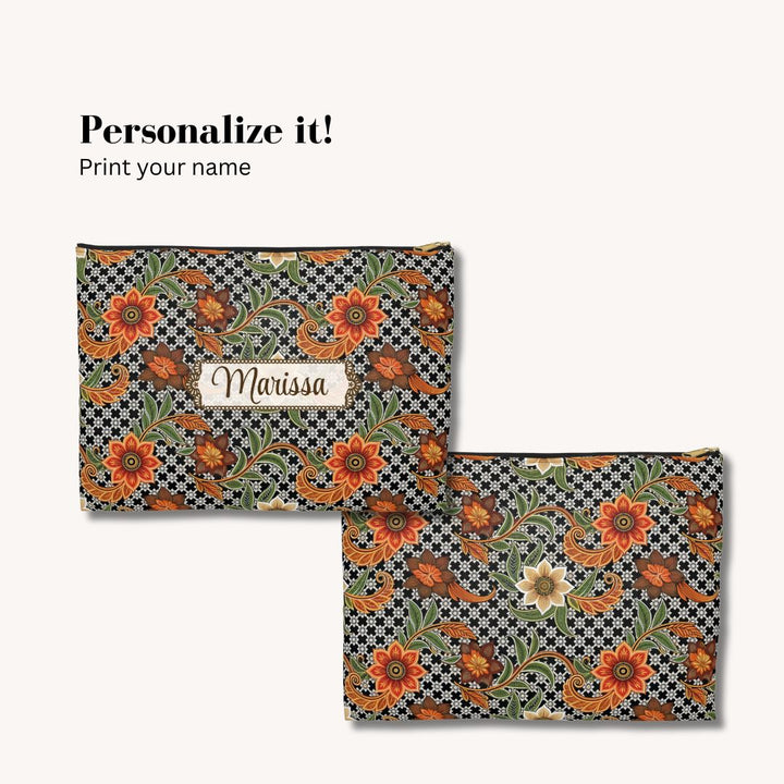 Batik Print Makeup And Accessory Pouch -  Aesthetic Floral 4