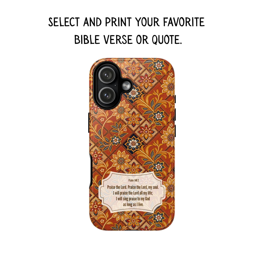 Modern Batik Pattern Tough Phone Cases Personalizable - Orange 1