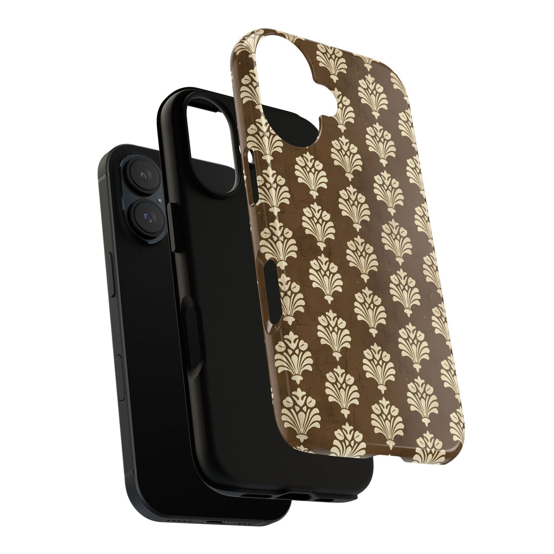 Traditional Batik Pattern Tough Phone Cases Personalizable - Brown Paisley