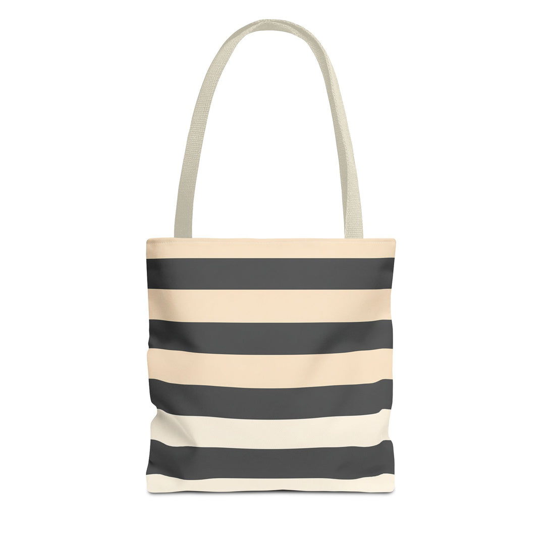 Brown Stripe Horizontal Print Tote Bag