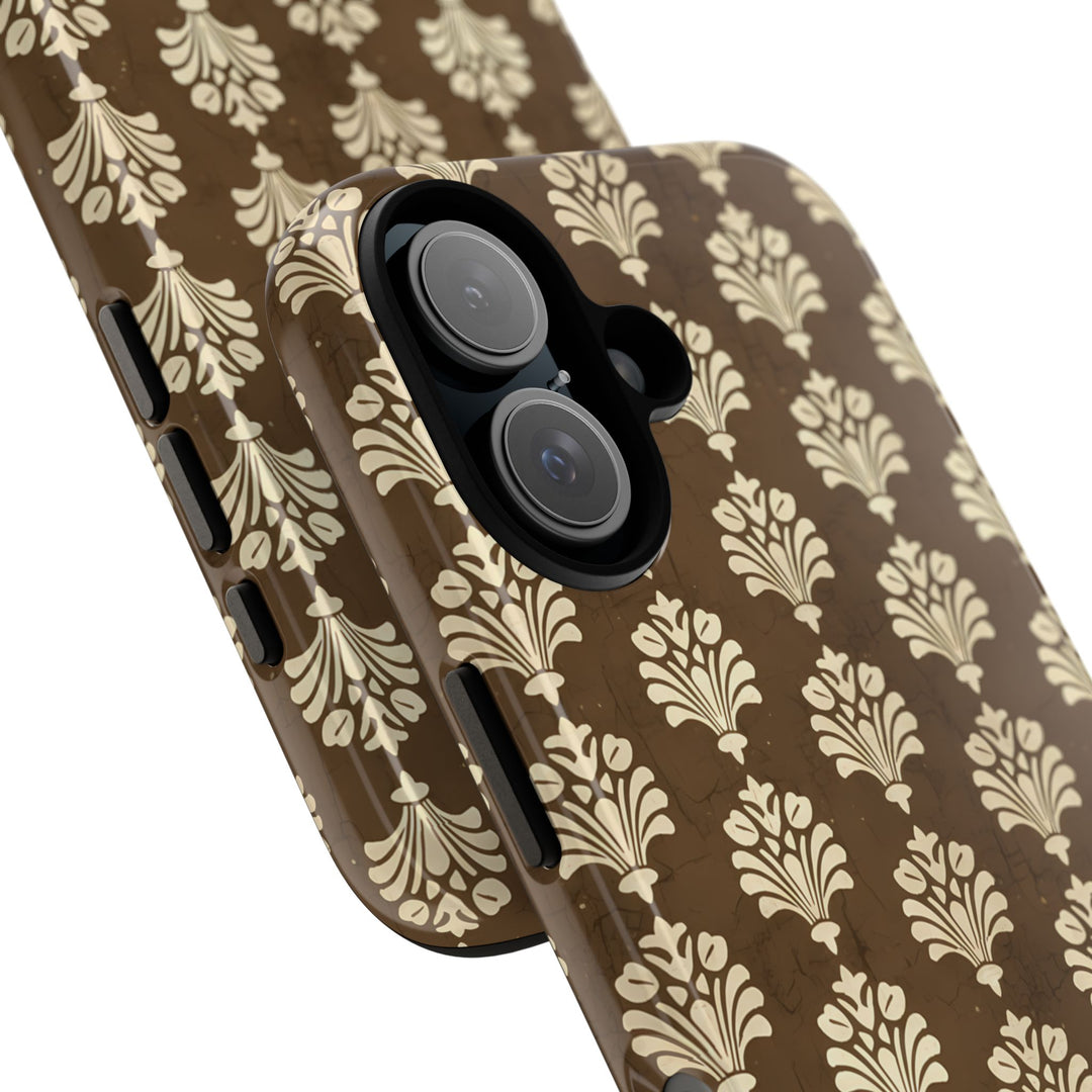 Traditional Batik Pattern Tough Phone Cases Personalizable - Brown Paisley