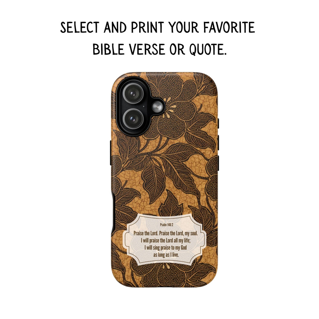 Traditional Batik Pattern Tough Phone Cases Personalizable - Brown Batik Grid 2