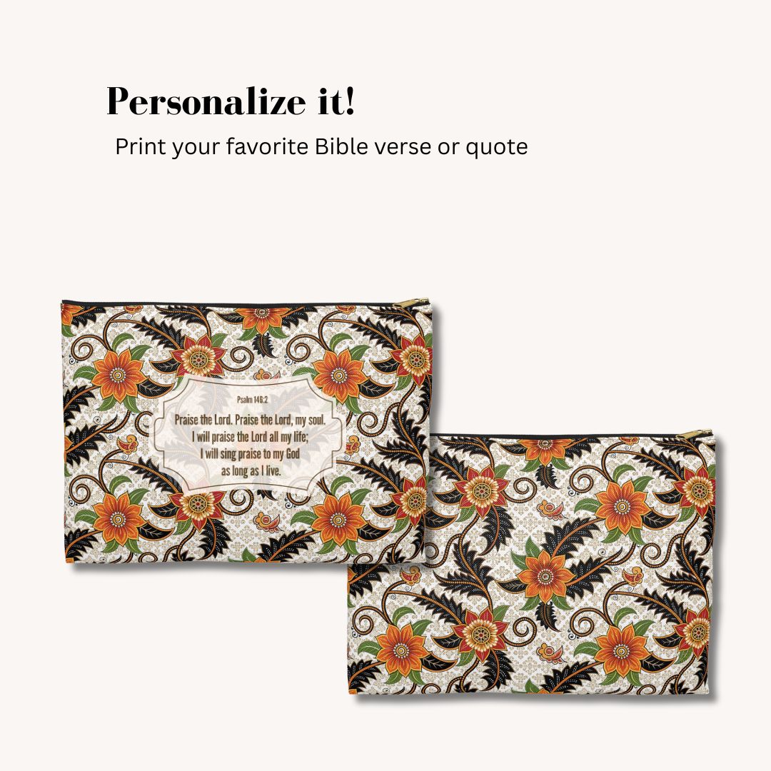 Batik Print Makeup And Accessory Pouch -  Aesthetic Floral 2