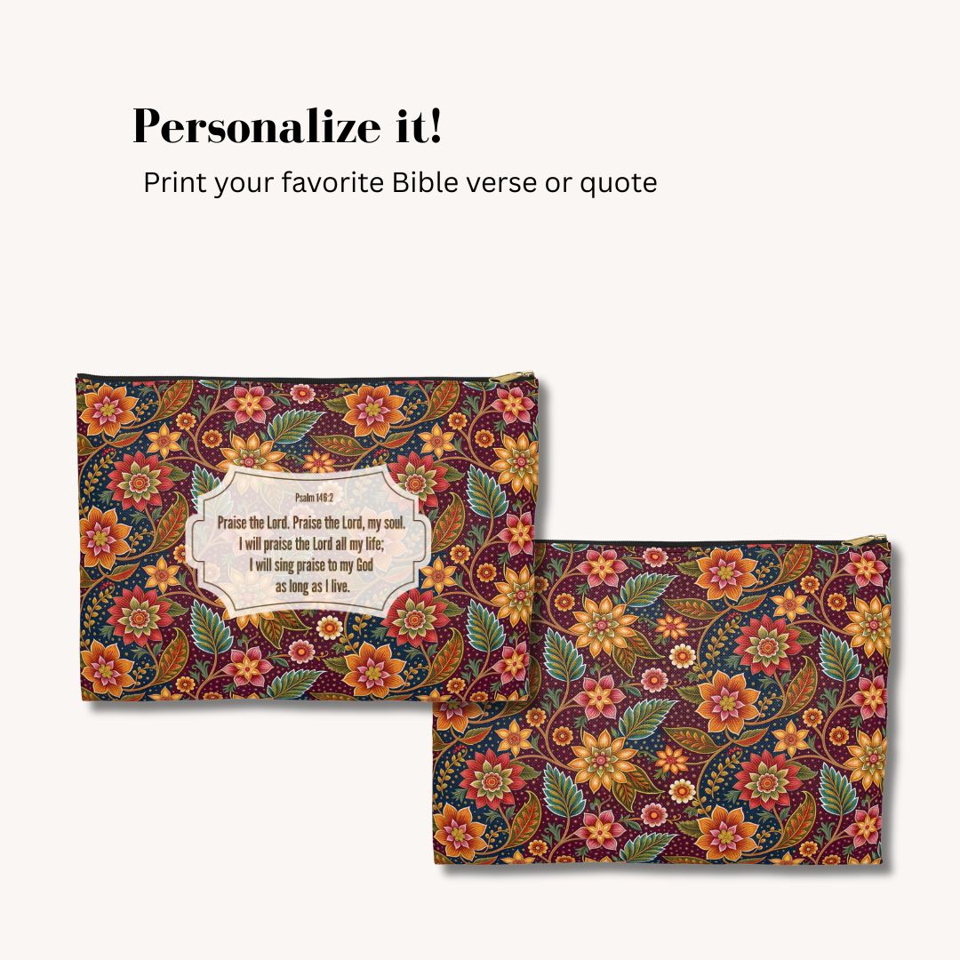 Batik Print Makeup And Accessory Pouch - Batik Flower 14