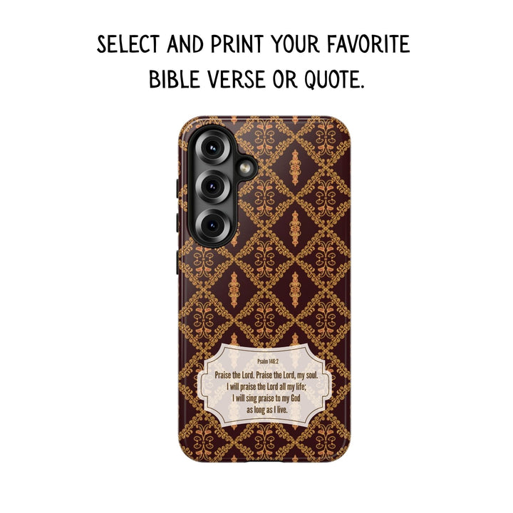 Traditional Batik Pattern Tough Phone Cases Personalizable - Brown Batik Grid Pattern