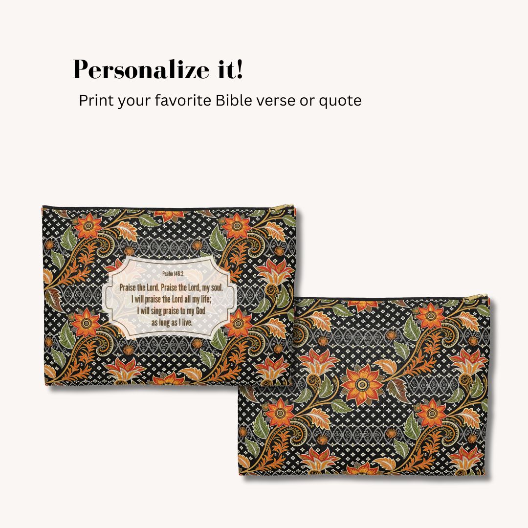 Batik Print Makeup And Accessory Pouch -  Aesthetic Floral 3