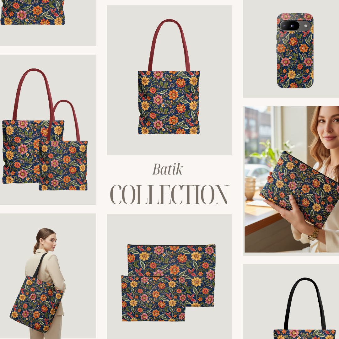 Batik Print Tote Bag -  Batik Flower 7
