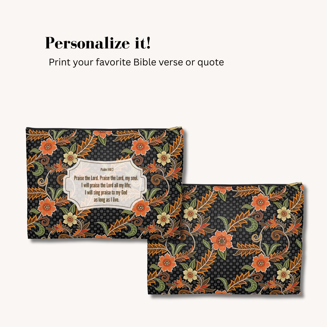 Batik Print Makeup And Accessory Pouch -  Aesthetic Floral 1