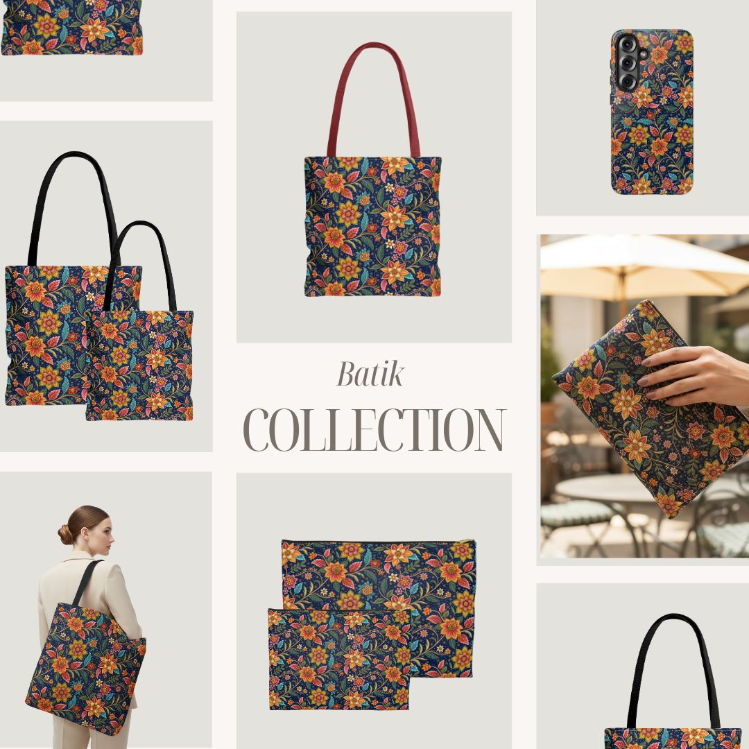 Batik Print Tote Bag -  Batik Flower 10