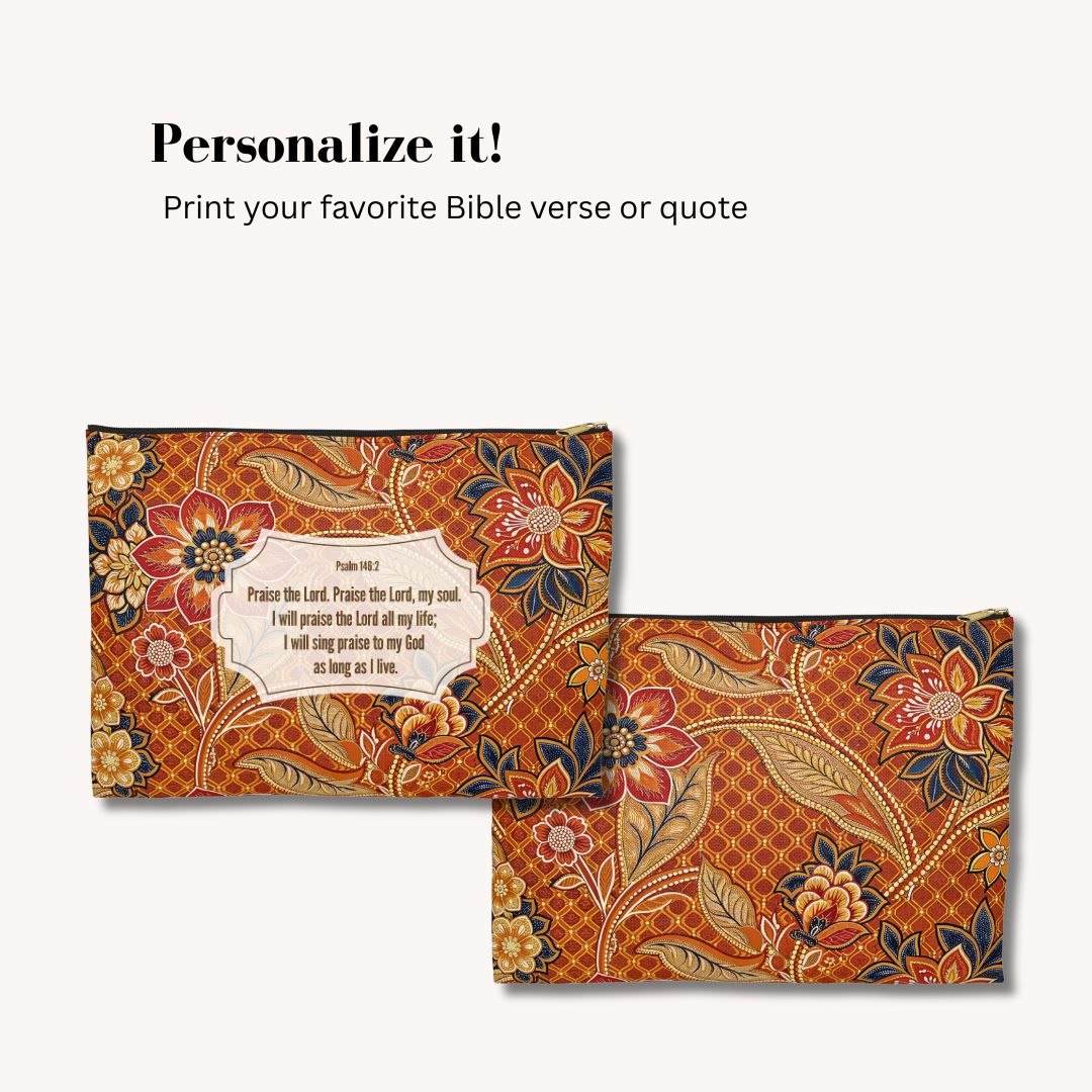 Batik Print Makeup And Accessory Pouch - Orange 2