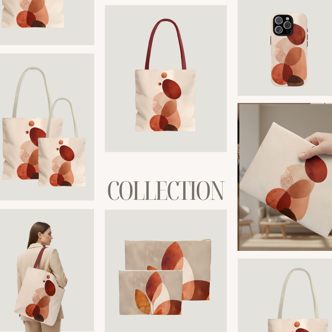 Abstract Print Tote Bag -   Warm Tones 2