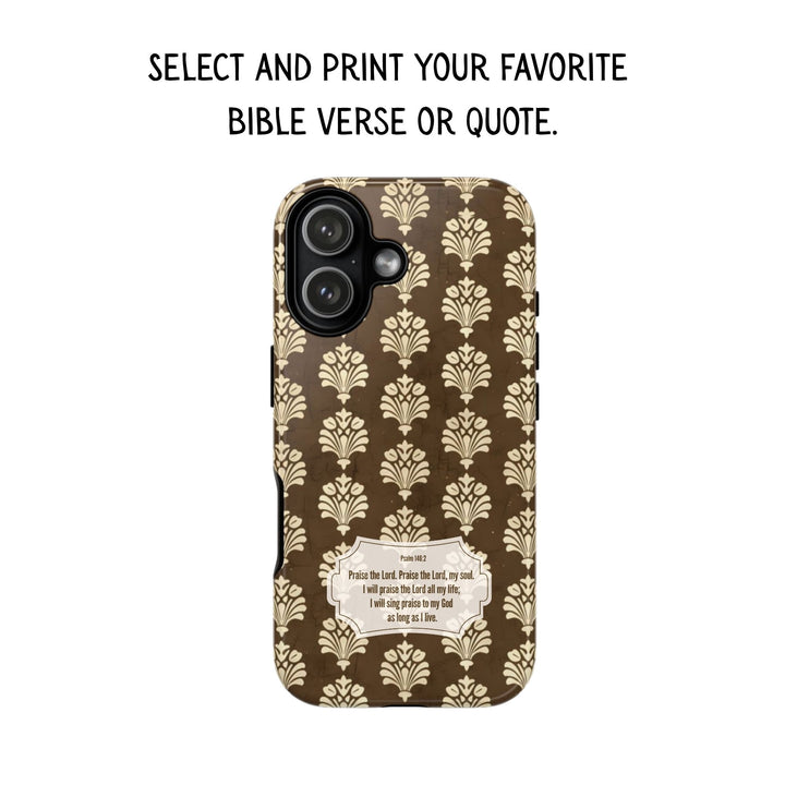 Traditional Batik Pattern Tough Phone Cases Personalizable - Brown Paisley