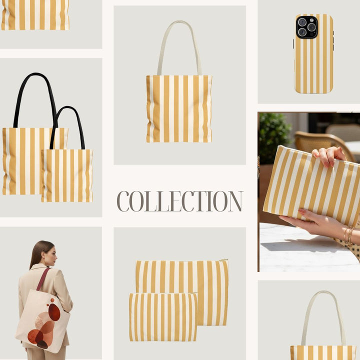 Yellow Stripes Print Tote Bag
