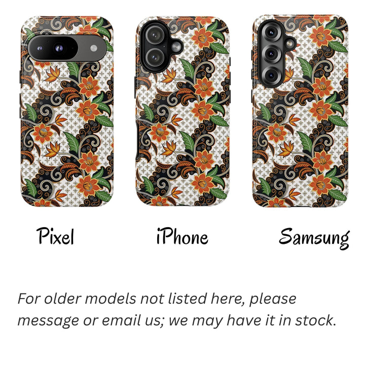 Modern Batik Pattern Tough Phone Cases Personalizable - Flower 2
