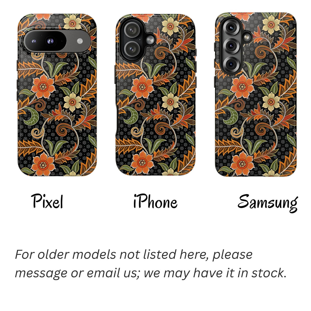Modern Batik Pattern Tough Phone Cases Personalizable - Aesthetic Floral 1