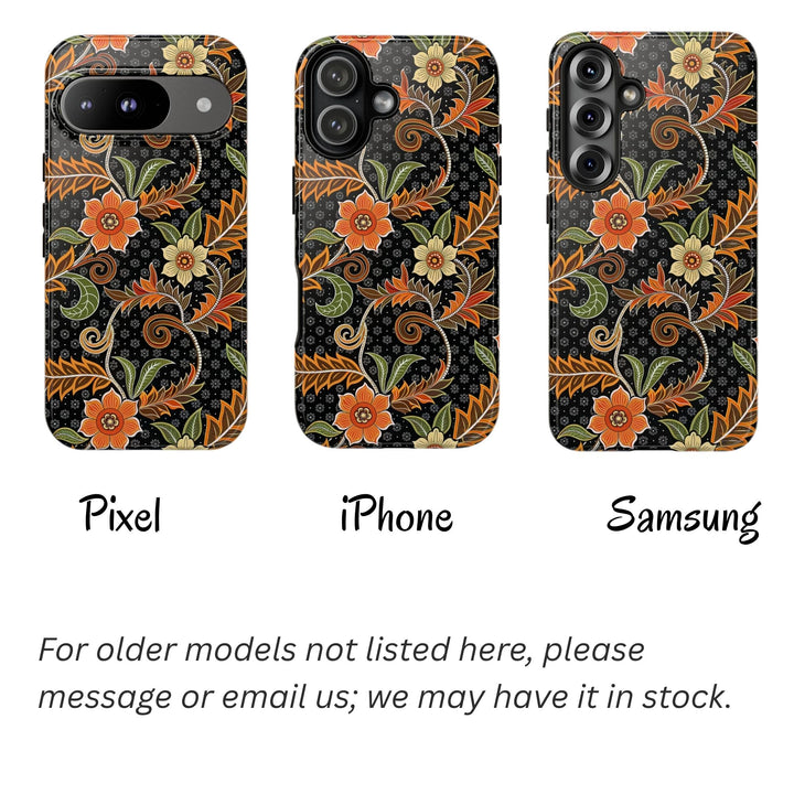 Modern Batik Pattern Tough Phone Cases Personalizable - Aesthetic Floral 1