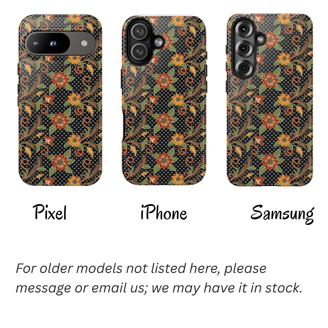 Modern Batik Pattern Tough Phone Cases Personalizable - Flower 3
