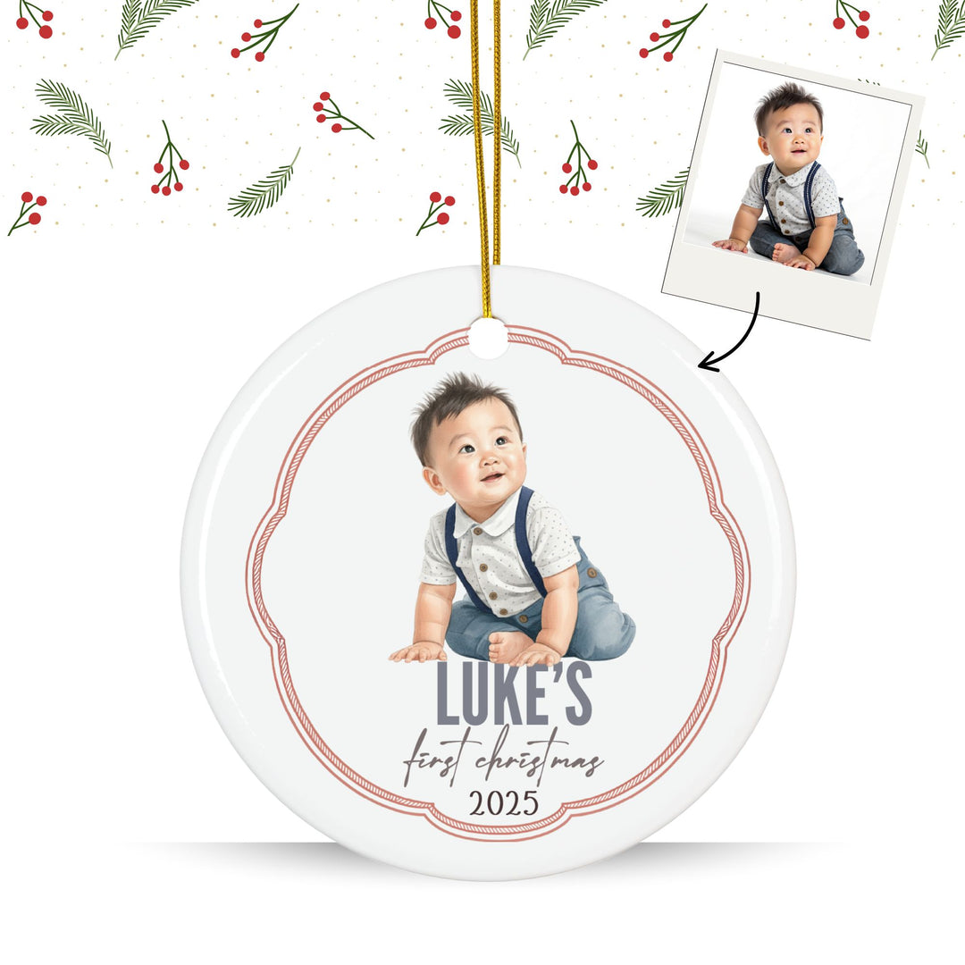 Personalized Photo Christmas Ornament: First Baby Ornament