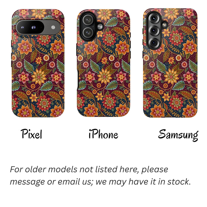 Modern Batik Pattern Tough Phone Cases Personalizable - Flower 14