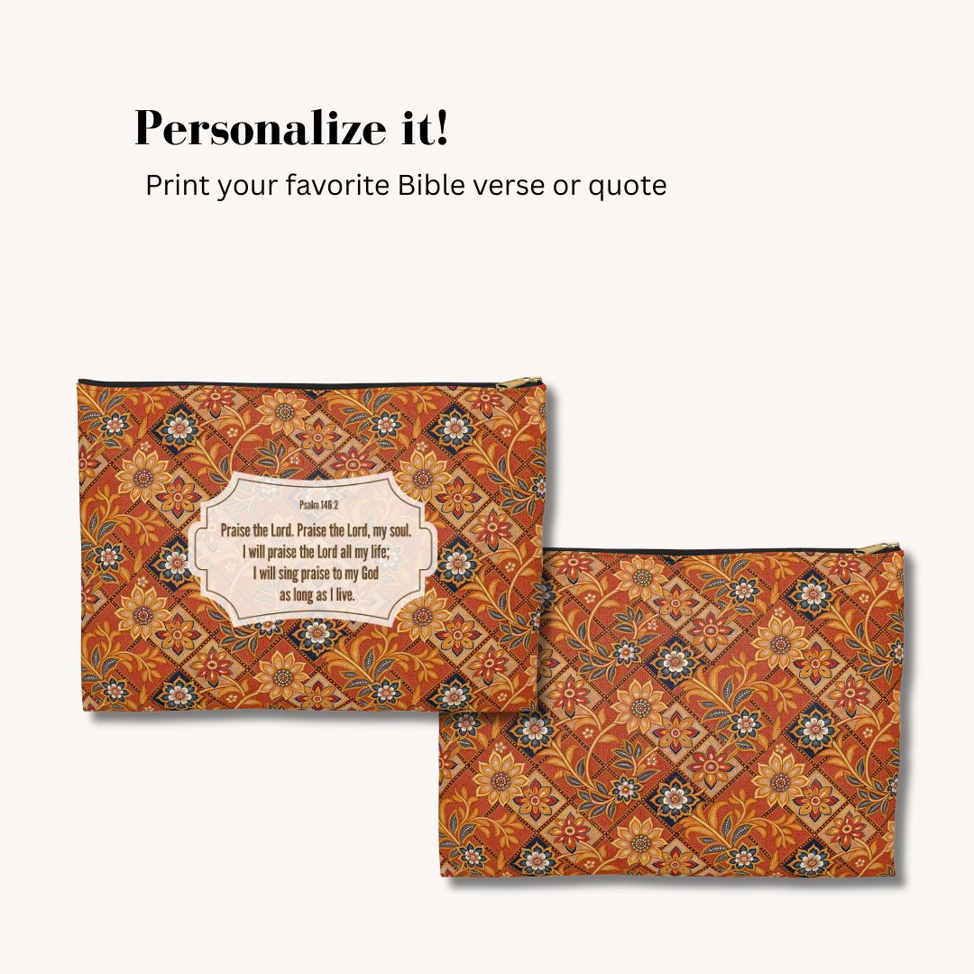 Batik Print Makeup And Accessory Pouch - Orange 1