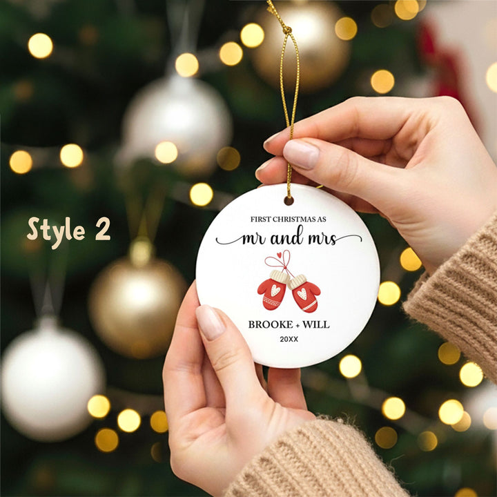 Personalized Christmas Ornament: Red Mittens