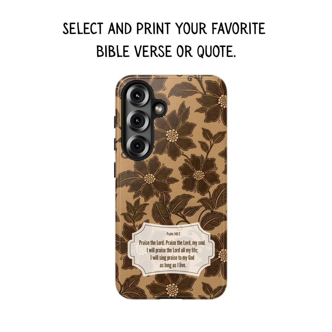 Traditional Batik Pattern Tough Phone Cases Personalizable - Brown Flower Pattern