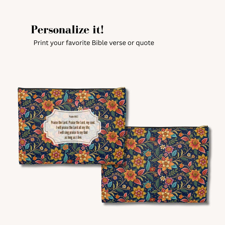 Batik Print Makeup And Accessory Pouch - Batik Flower 10