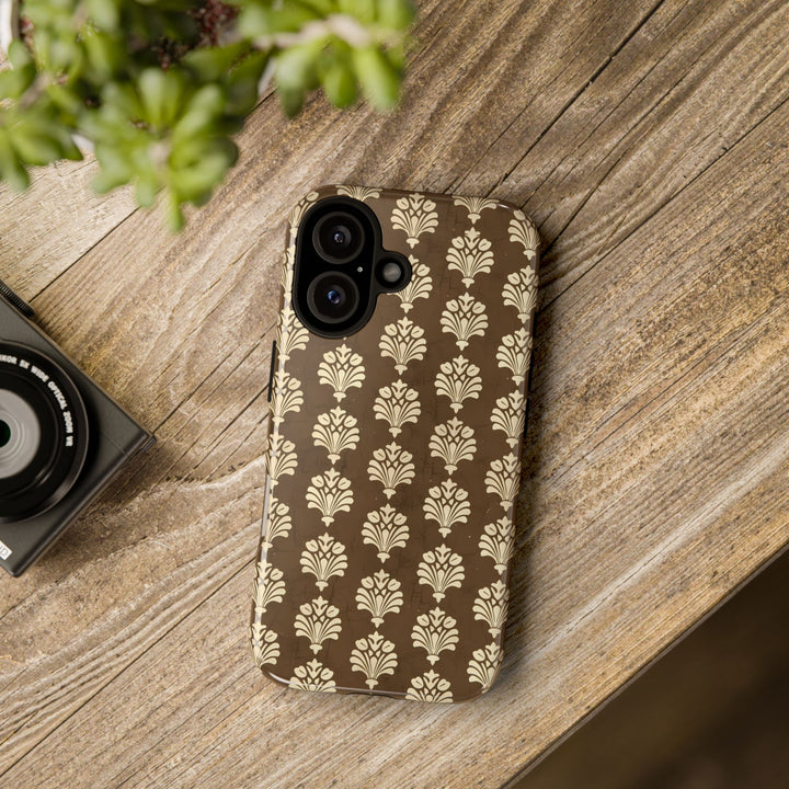 Traditional Batik Pattern Tough Phone Cases Personalizable - Brown Paisley