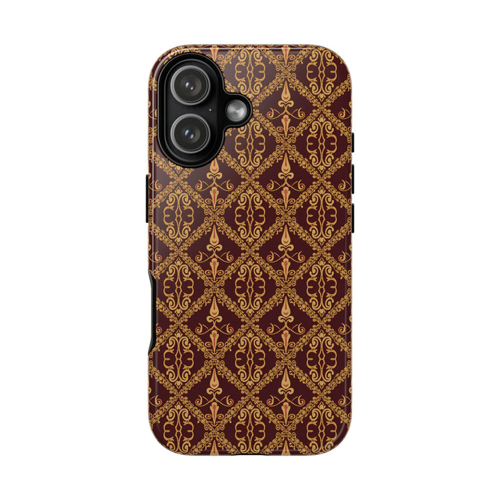 Traditional Batik Pattern Tough Phone Cases Personalizable - Brown Batik Grid 2