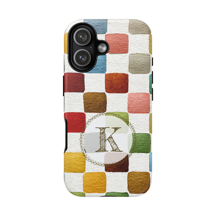Personalized Tough Phone Case Multicolor Checkered Pattern