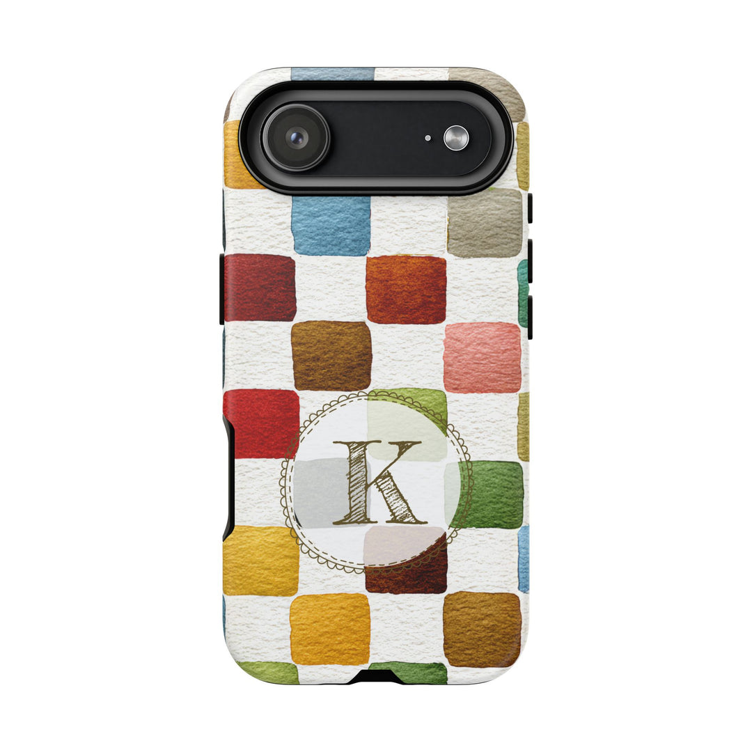 Personalized Tough Phone Case Multicolor Checkered Pattern