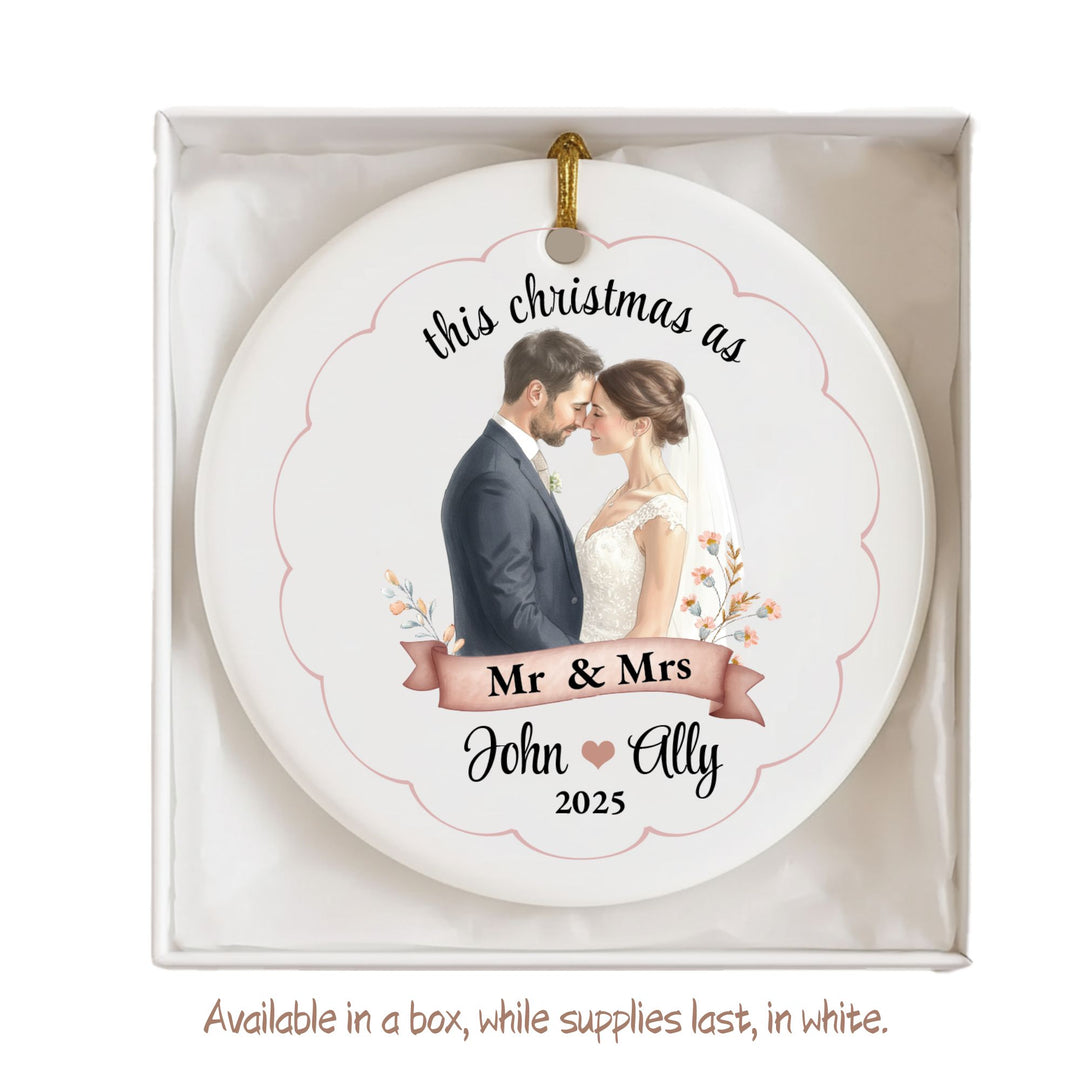 Personalized Photo Christmas Ornament: Wedding Picure Ornament