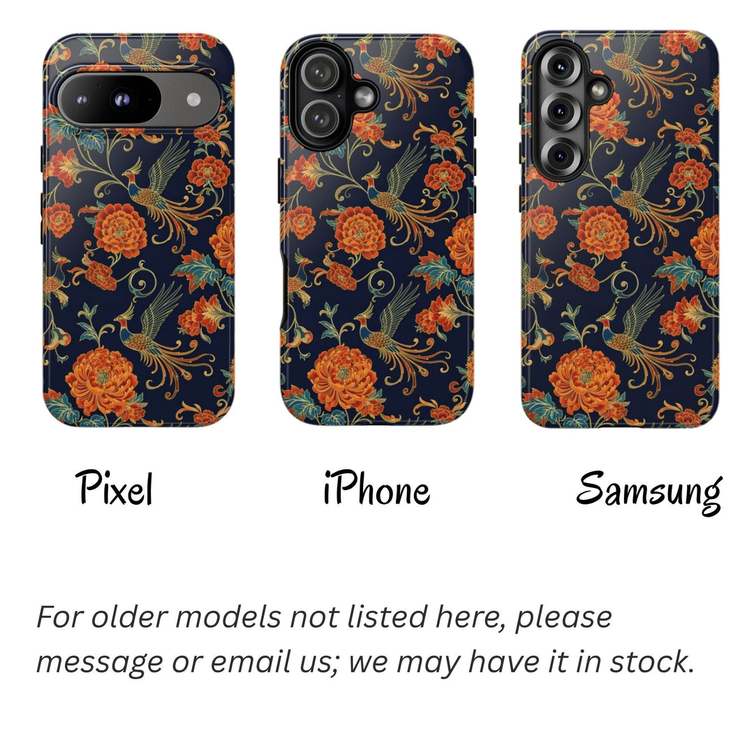 Traditional Batik Pattern Tough Phone Cases Personalizable - Traditional Peacock Batik Pattern