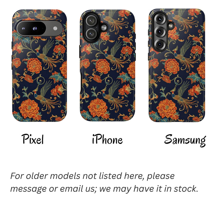 Traditional Batik Pattern Tough Phone Cases Personalizable - Traditional Peacock Batik Pattern