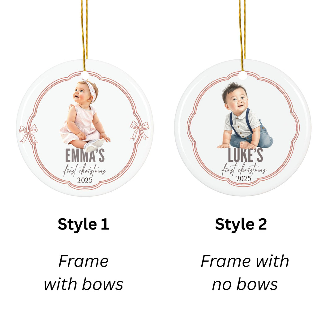 Personalized Photo Christmas Ornament: First Baby Ornament