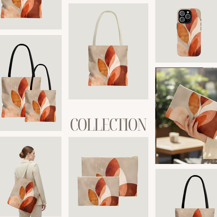 Abstract Print Makeup And Accessory Pouch -  Orange Floral