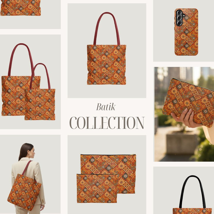 Batik Print Makeup And Accessory Pouch - Orange 1