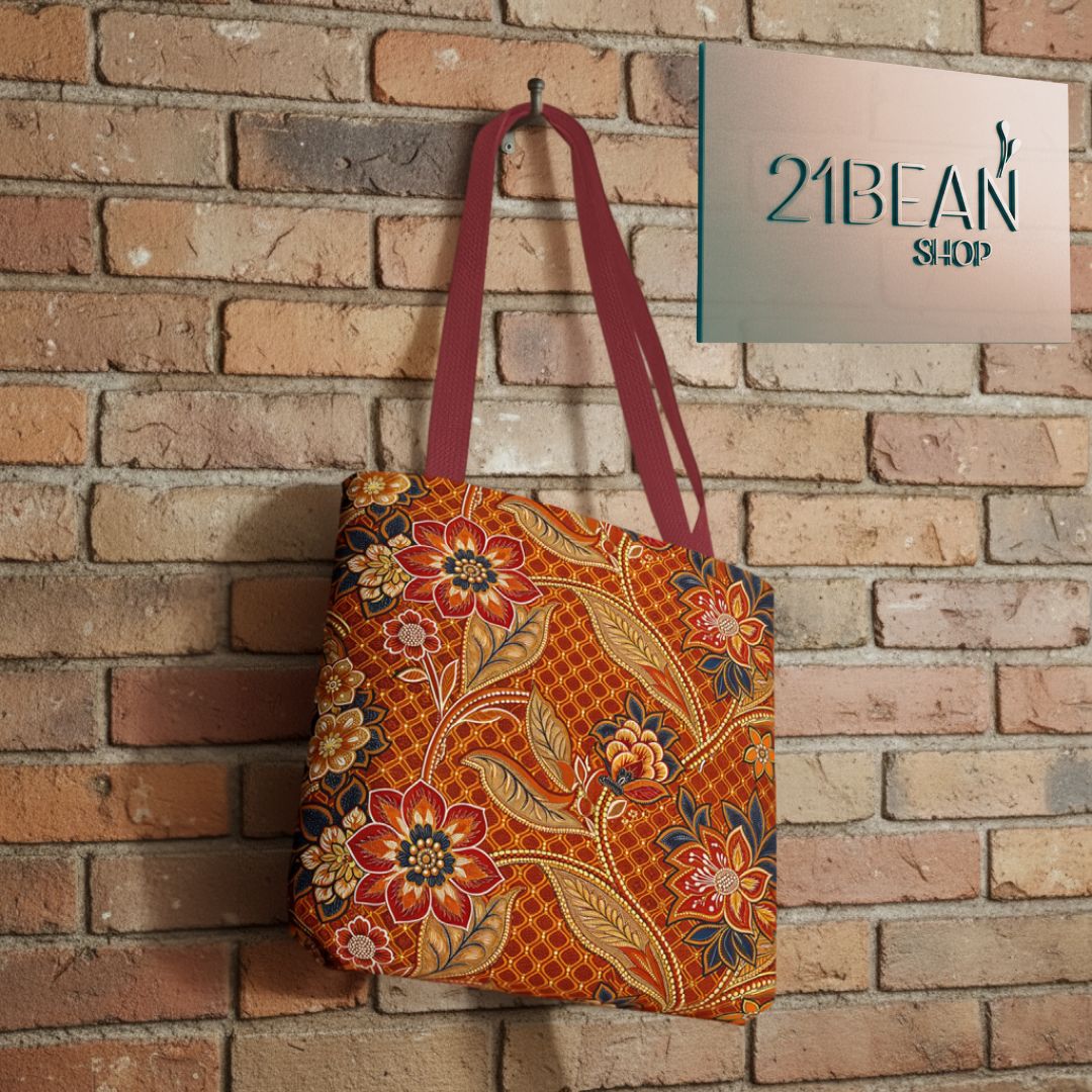 Modern Batik Print Tote Bag -  Orange 2
