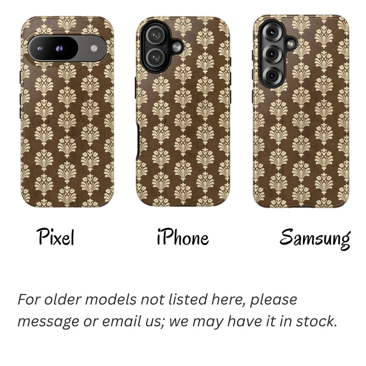 Traditional Batik Pattern Tough Phone Cases Personalizable - Brown Paisley