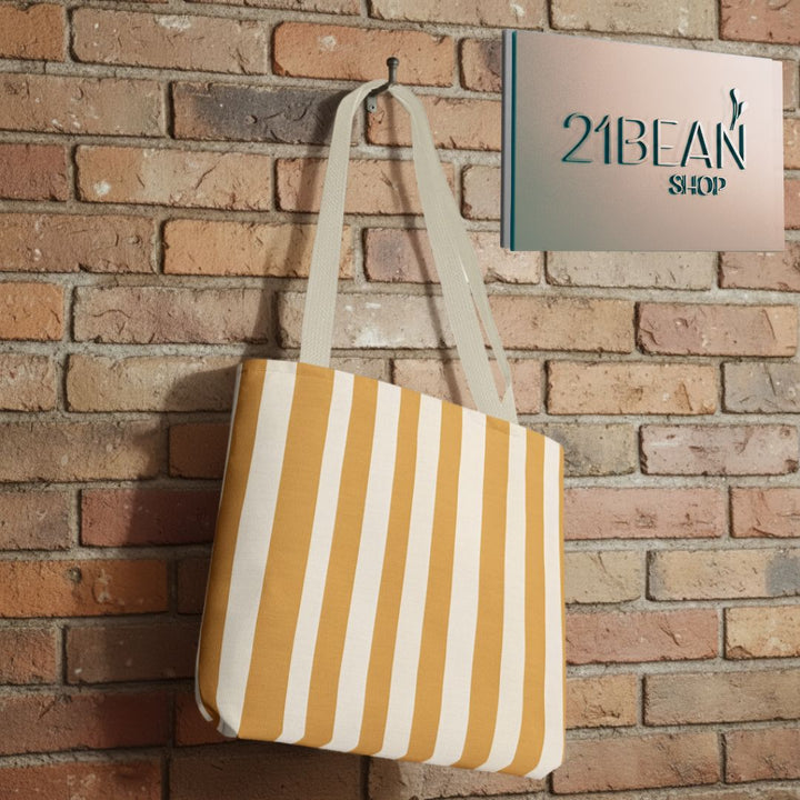 Yellow Stripes Print Tote Bag