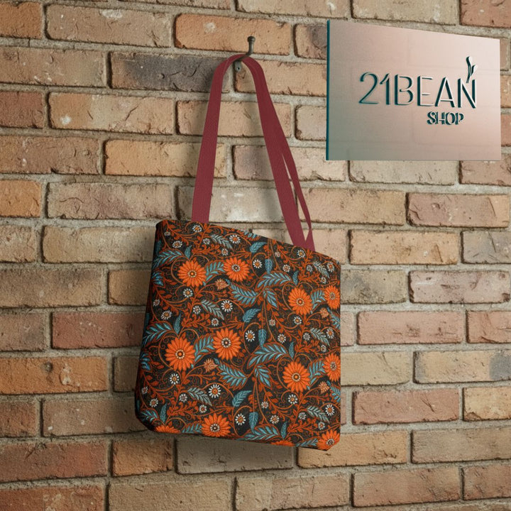 Modern Batik Print Tote Bag -  Orange Teal 1